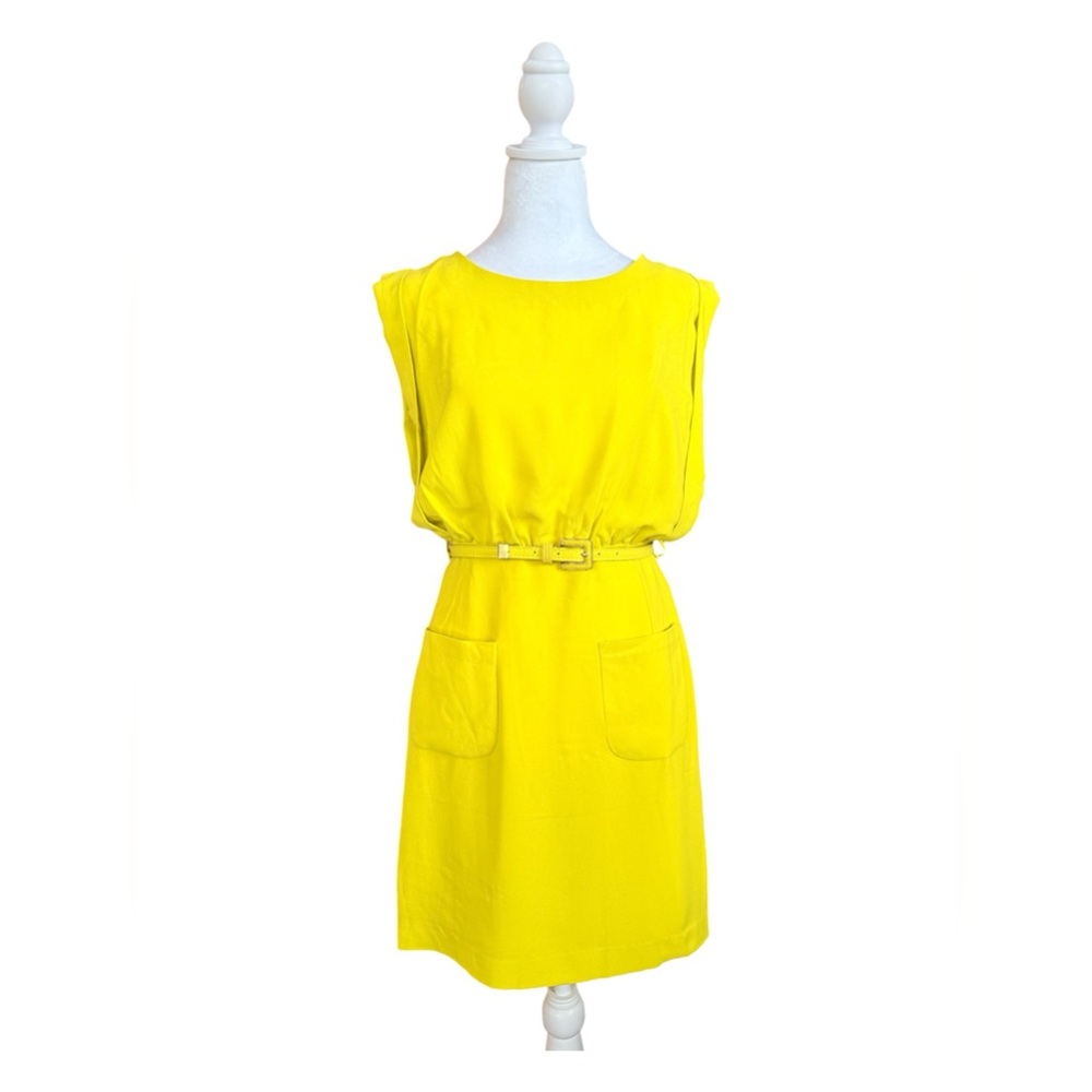 mark. Chartreuse Sleeveless Belted Shift Dress